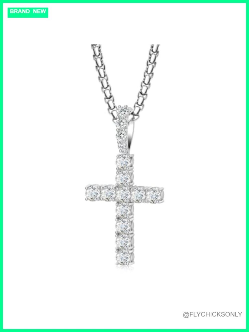 Men's Moissanite Cross Necklace 925 Sterling Silver Pendant Chain